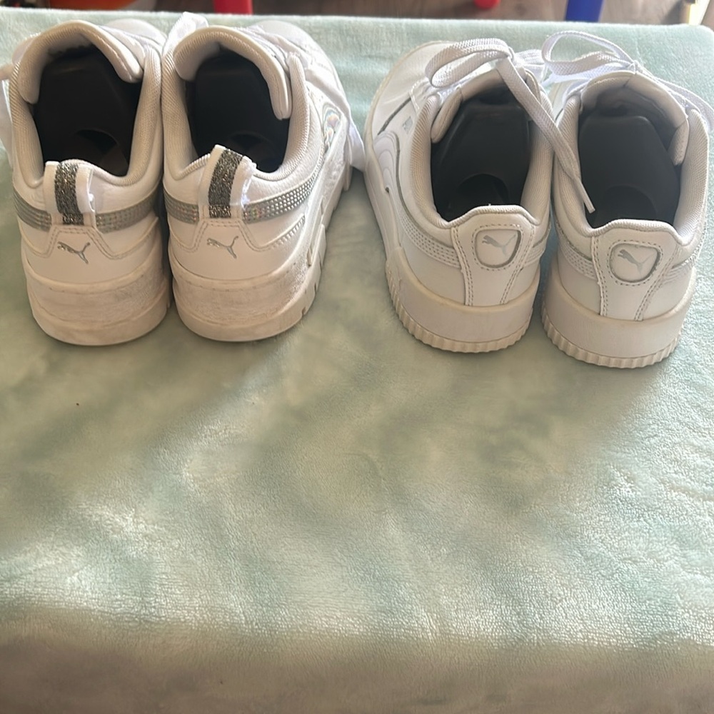 White and silver puma shoes 2 pair size 3 - Picture 3 of 5